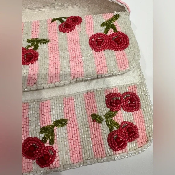 NEW Cherry Print Beaded Handbag - Picture 9 of 16